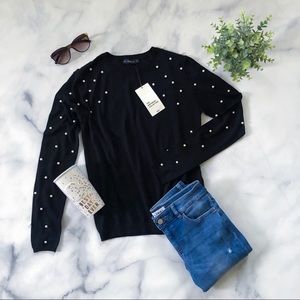 NWT Zara pearl embellished lightweight sweater